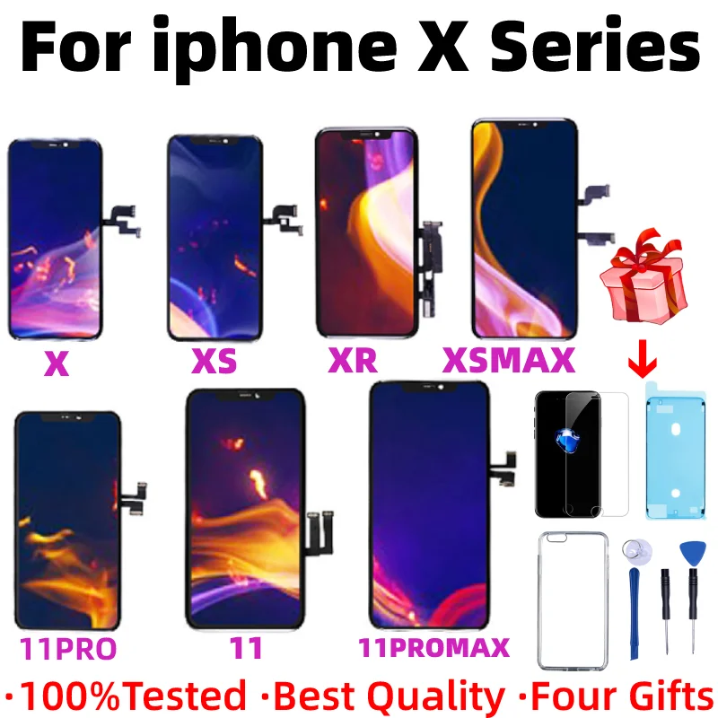 

AAA+ For iPhone X XS XSMax XR 11 LCD Display For OLED TFT Touch Screen Digitizer Replacement Assembly With Gifts For iphoneX