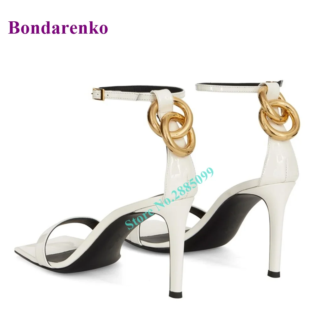 

Square Toe Metal Button Sandals Ankle Buckles Shallow Concise Sandal Women Shoe Stiletto High Heel Summer Party Dress Solid Shoe