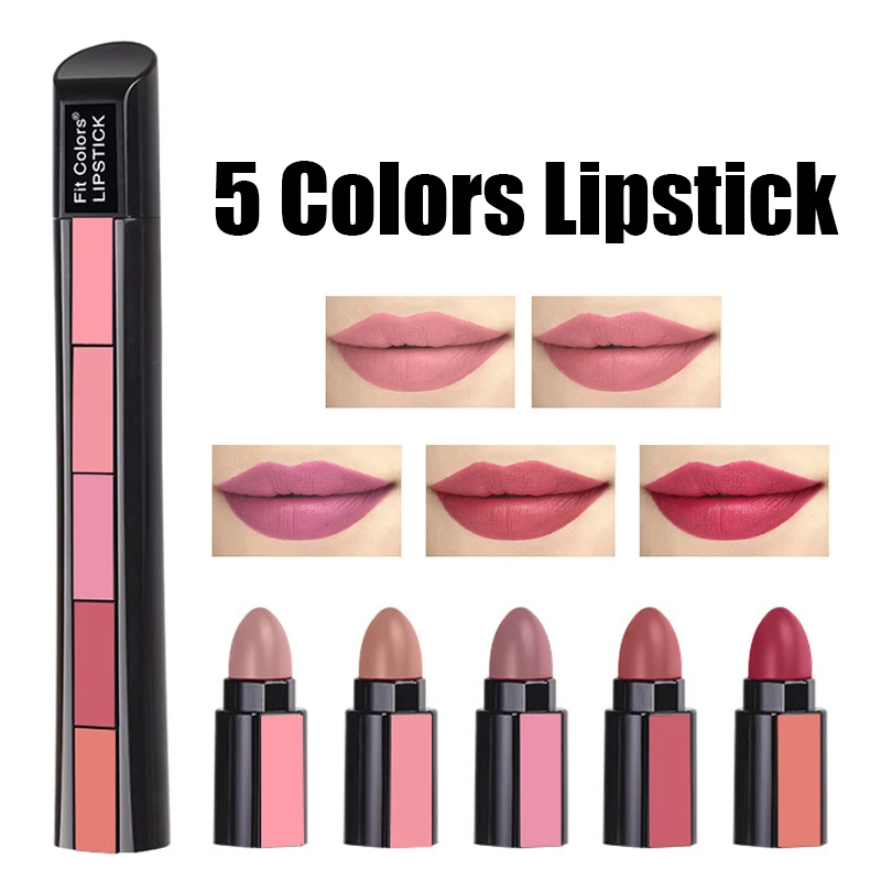 5 в 1 матовый водостойкий бархатный блеск для губ| |