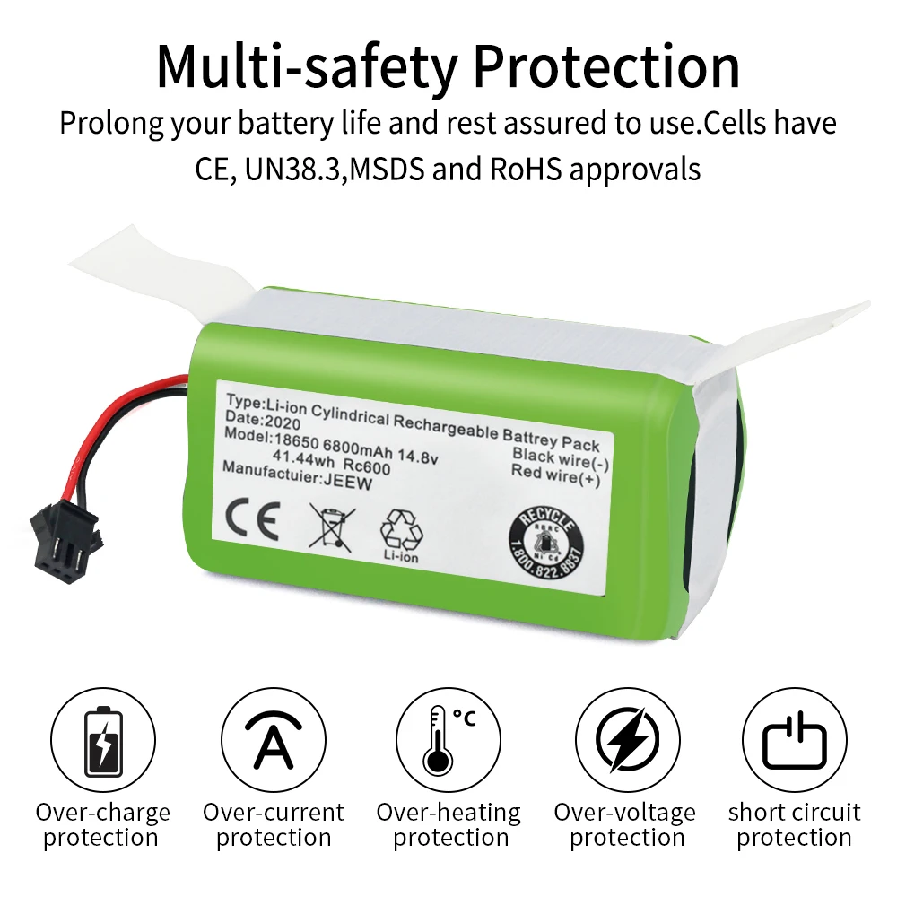 Nastima 14.4V 6800mAh Li-ion battery for Conga Excellence 990 1090 Ecovacs Deebot N79 N79S DN622 Eufy RoboVac 11 11S 30 | Электроника