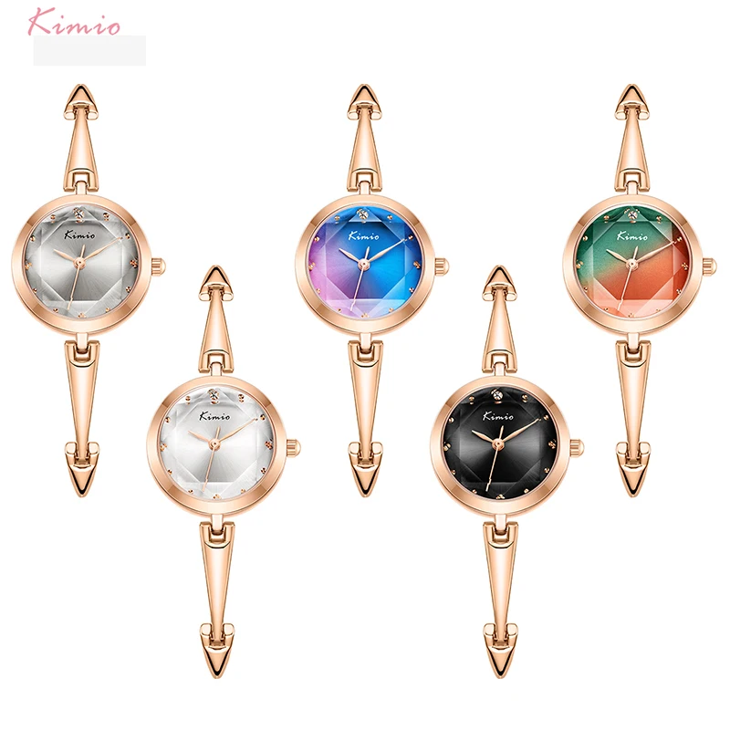 Kimio брендовые ЖЕНСКИЕ НАРЯДНЫЕ часы часы-браслет из нержавеющей стали градиент