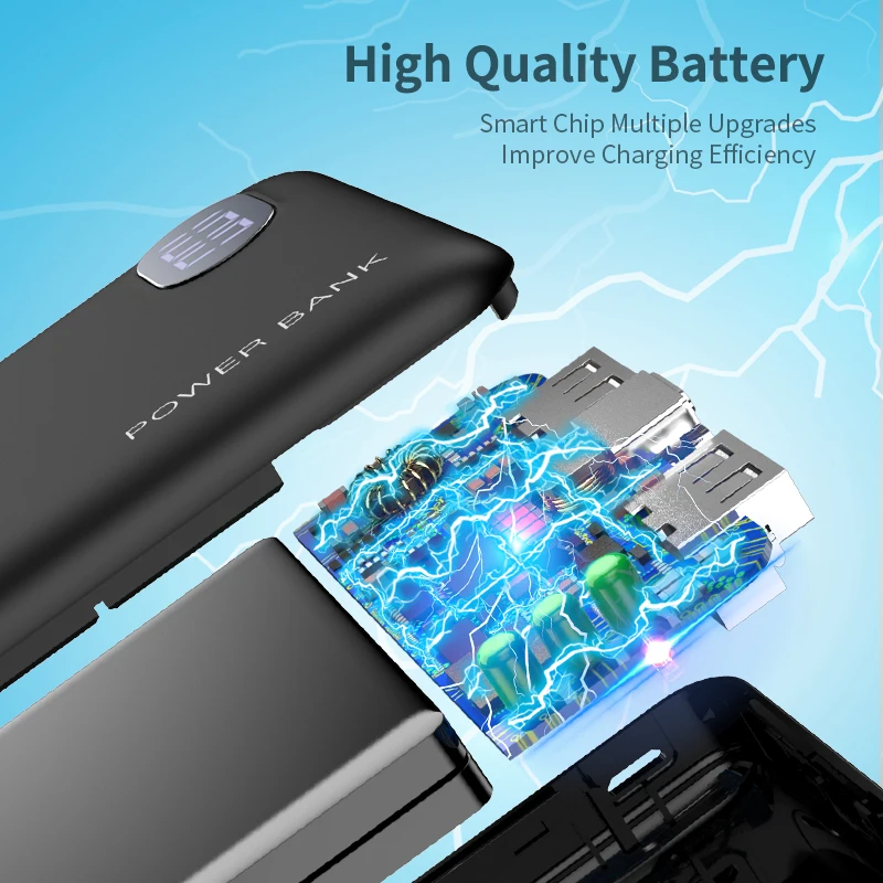 Мини Внешний аккумулятор 10000 мАч светодиодный дисплей два USB для xiaomi iPhone Huawei