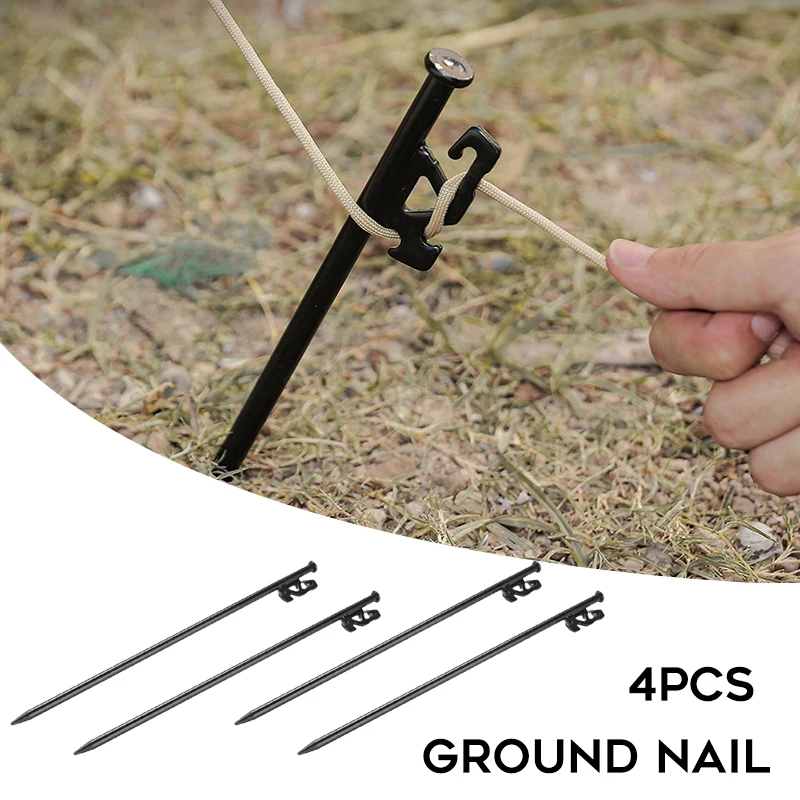

Outdoor Camping Tent Pegs 4PCS Lengthen & Bold Canopys Steel Nail Sandbeach Nails for Hiking Gardening Trip HA