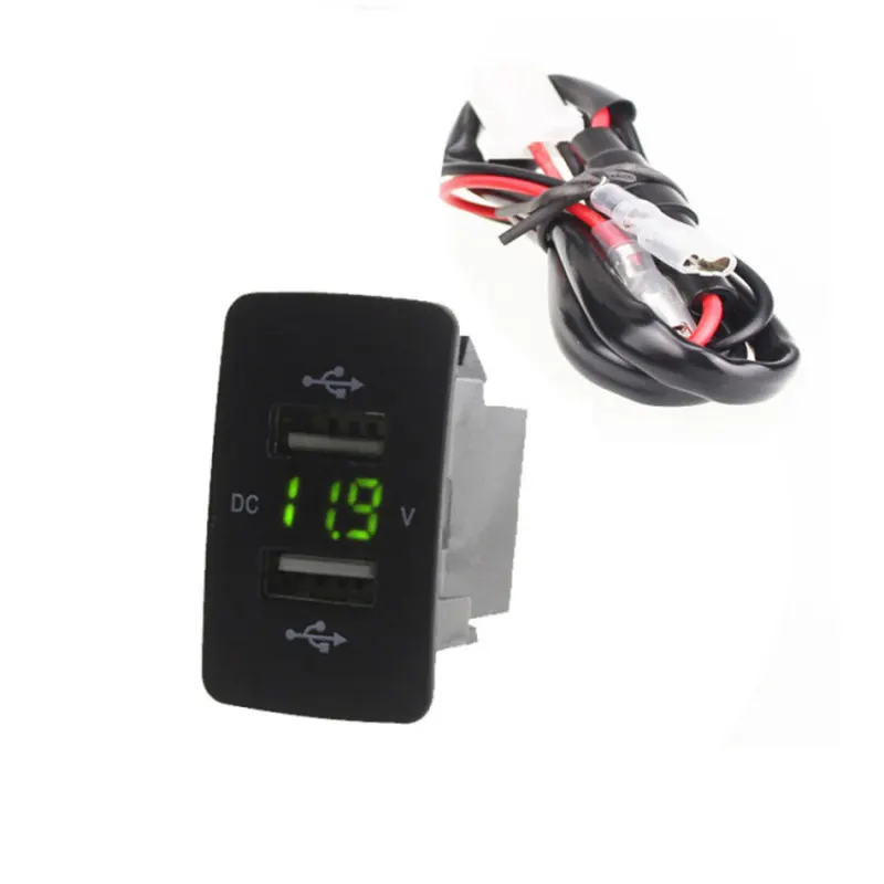 

1 Pcs 12/24V 3.1A Dual USB Car Charger Fast Charging For Toyota 2 USB Port Charger Power Adapter LED Digital Voltmeter Socket