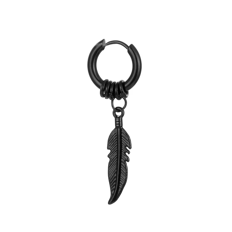

1Pcs Feather Pendant Earring Trendy Stainless Steel Hip Hop Men&women Punk Vintage Earring Casual Couple Gift Fashion Jewelry