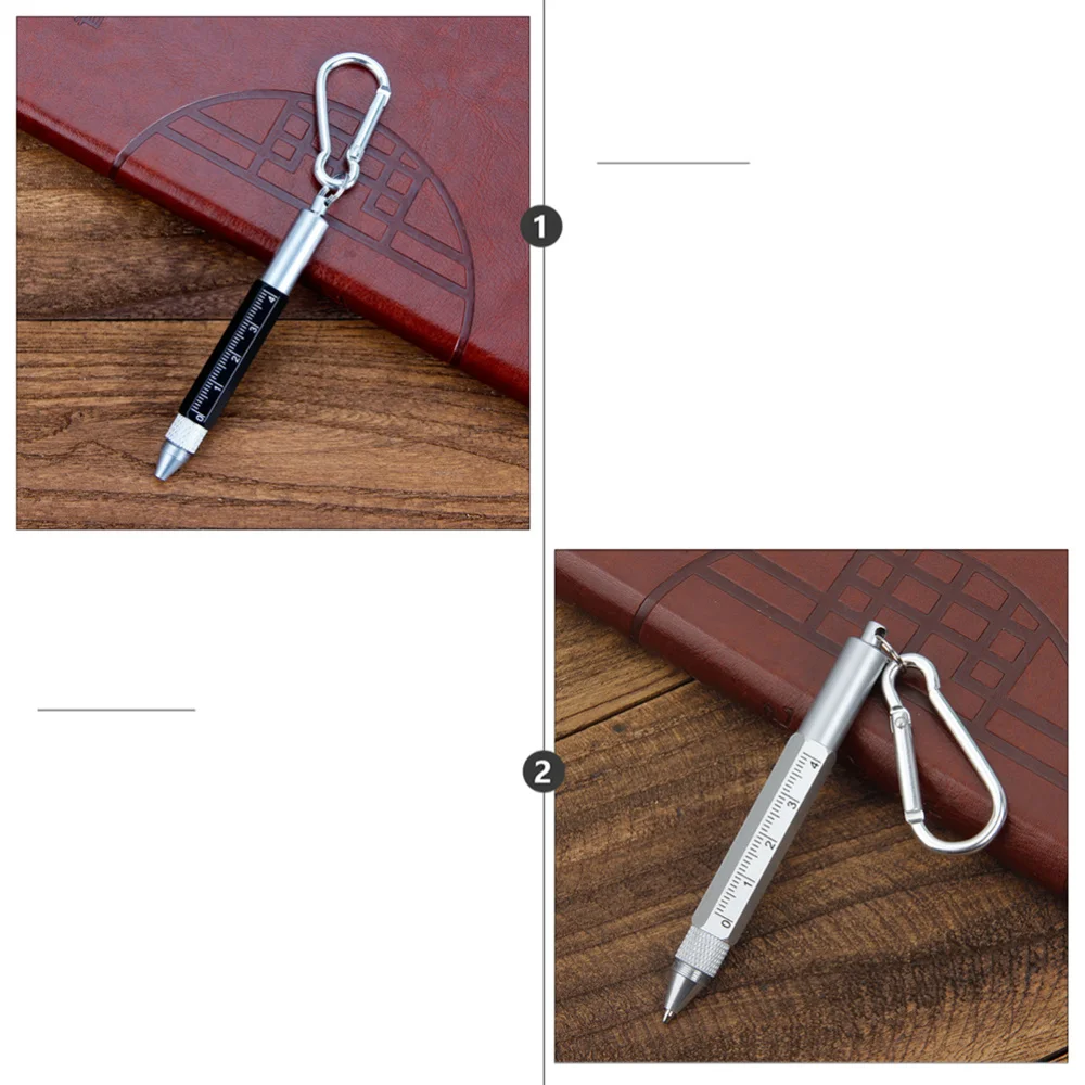 

2pcs Multifunction Tool Metal Pens 6 in 1 Tools Scale Pens Screwdriver Scale