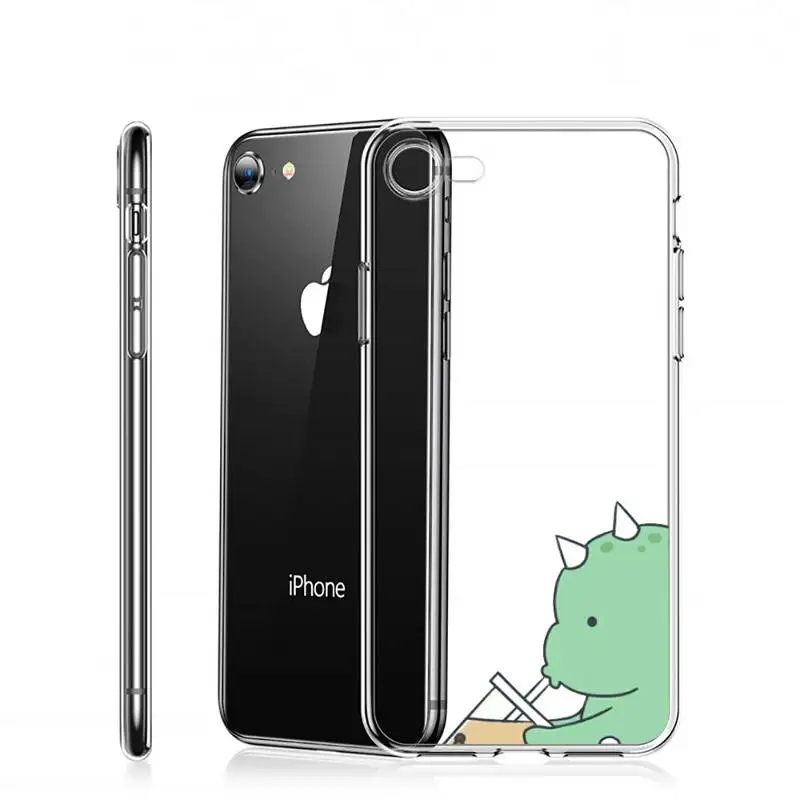 

Dinosaur cute cartoon couple Phone Case Transparent for iPhone 6 7 8 11 12 s mini pro X XS XR MAX Plus custom protective funda