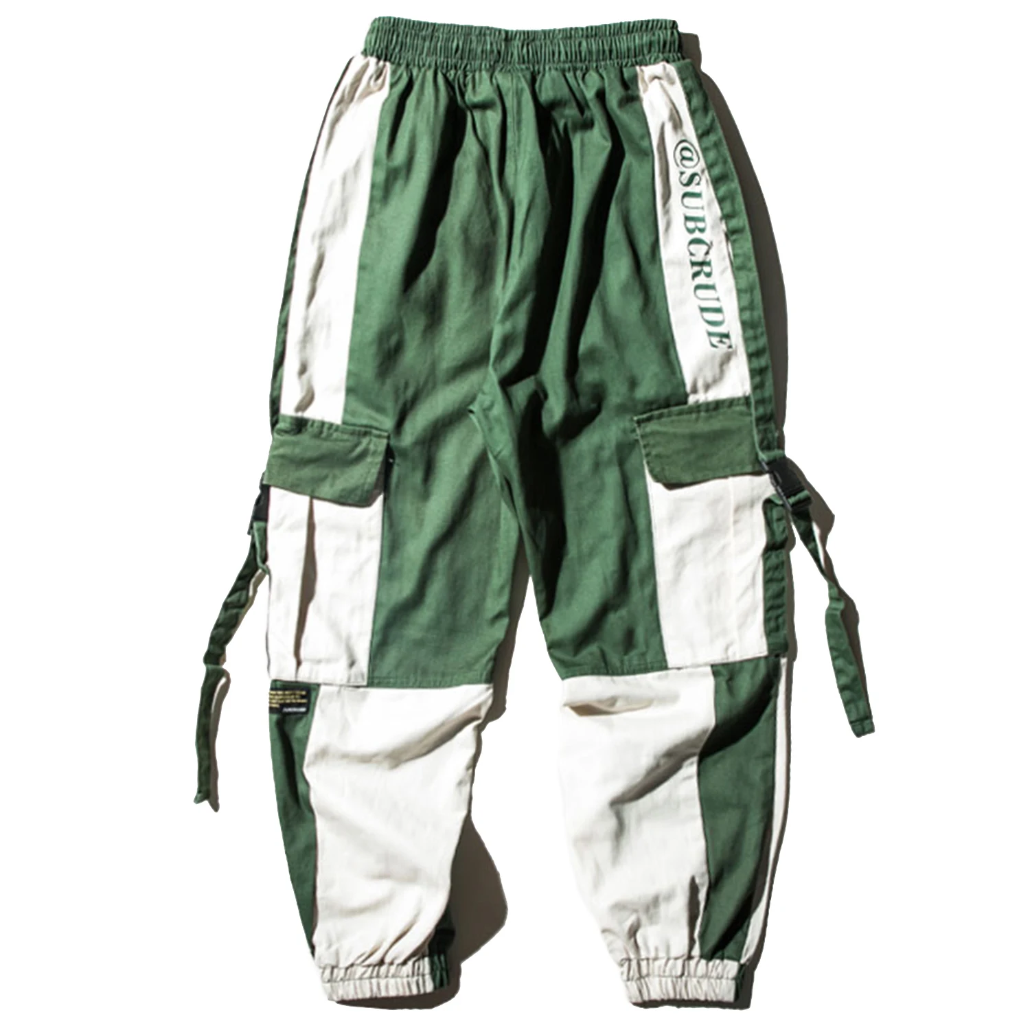 Мужские брюки-шаровары в стиле Харадзюку с цветными блоками карманами пэчворк