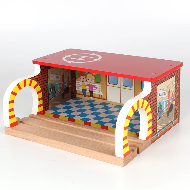 

Wooden Train Scene Tunnel Track Accessories Compatible with Standard Train Track Airplane