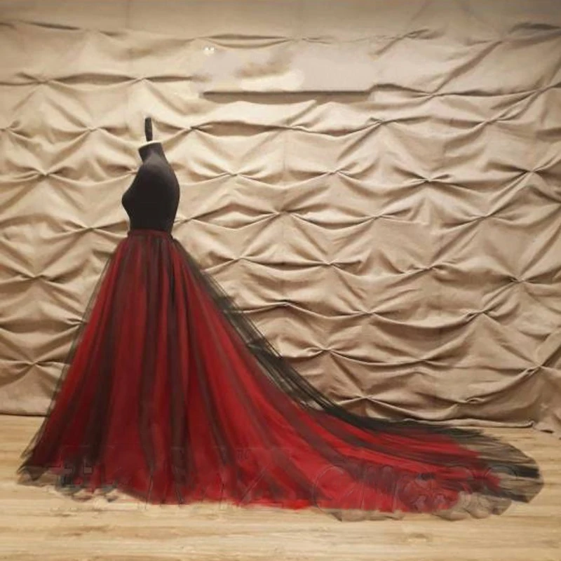 

Женская Длинная Юбка со шлейфом, винтажная сетчатая юбка на заказ