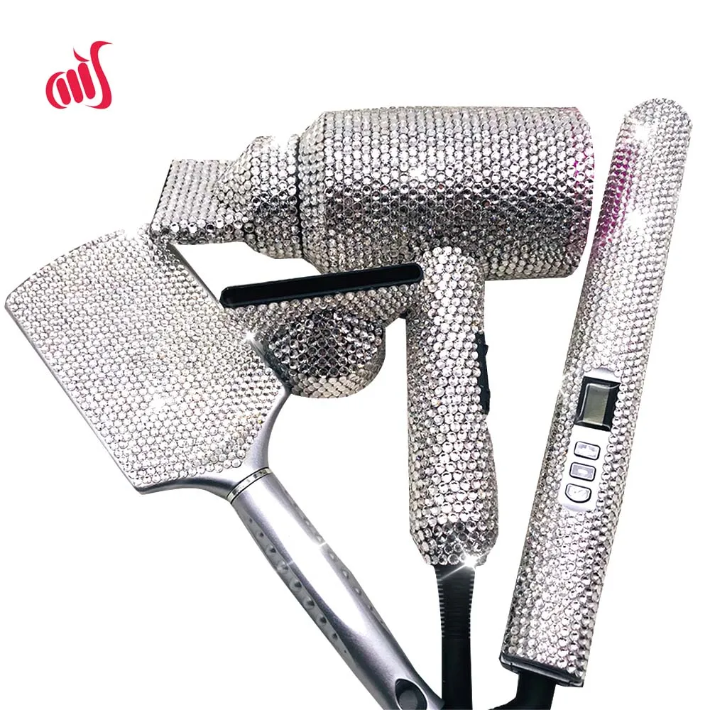 Crystal Hair Flat iron Bling Dryer Rhinestone Wig Brush Hot tools Boutique | Красота и здоровье