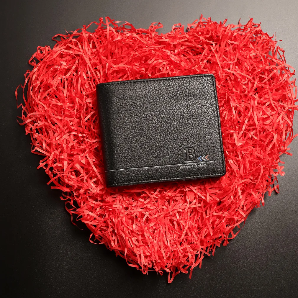 

Men Cow Leather Wallets Card Holder Money Bags 2021 Slim Leather Business Short Purse Coin Bag Portable Black Walet Men's Gift