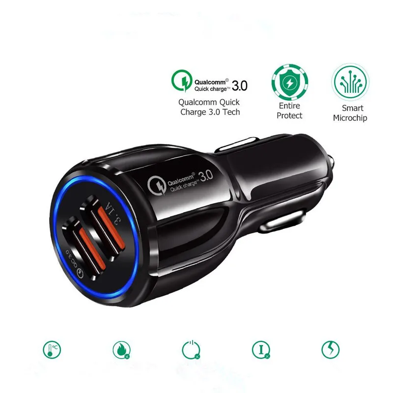 Горячая USB быстрое автомобильное зарядное устройство Быстрая зарядка 3,0 2,0 зарядное устройство для мобильного телефона 2 порта автомобильное USB зарядное устройство для iPhone samsung планшет автомобильное зарядное устройство