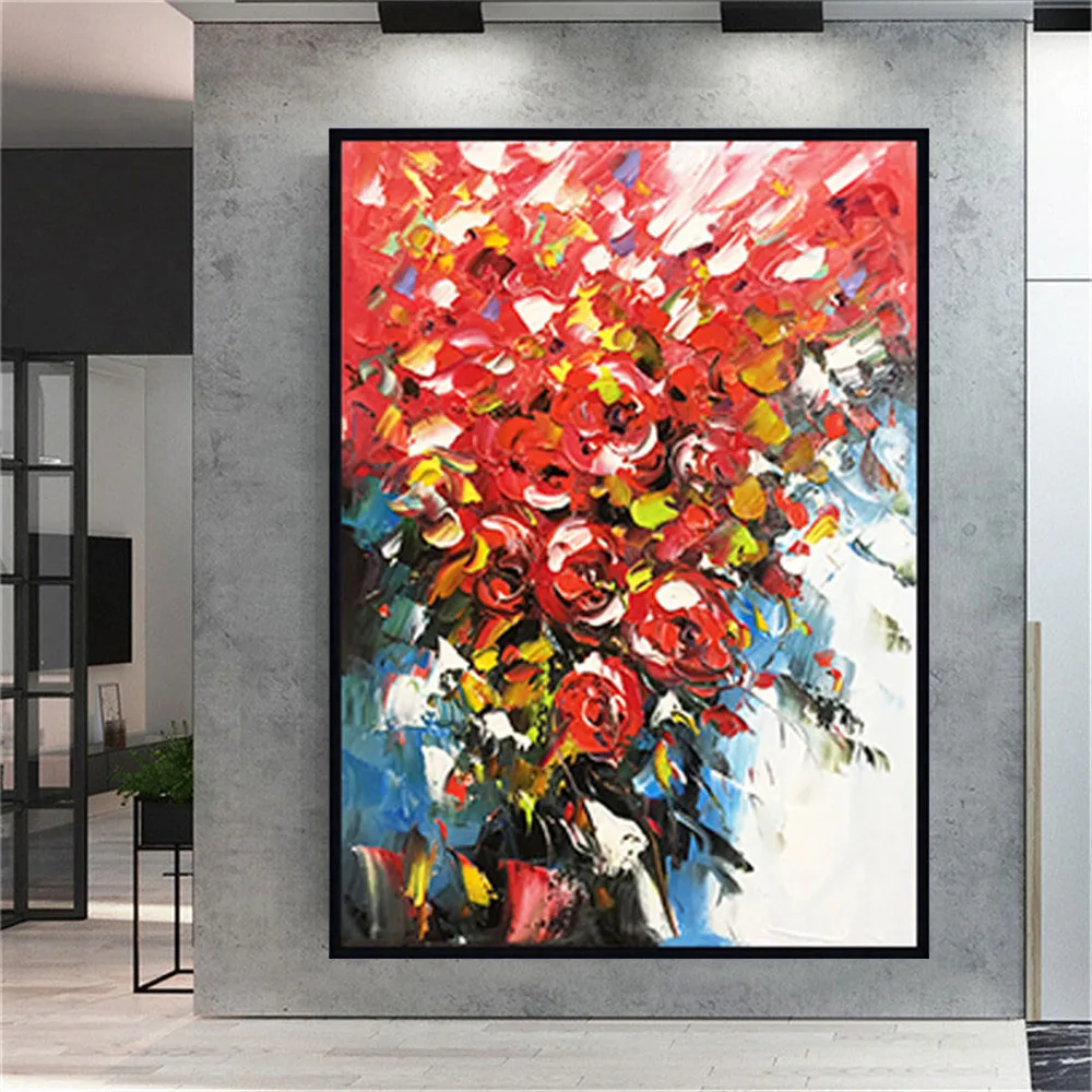 

Современная 100% ручная роспись, цветок, картина маслом, Абстрактная Картина на холсте, Декор для дома, гостиной, стены, Фотогалерея