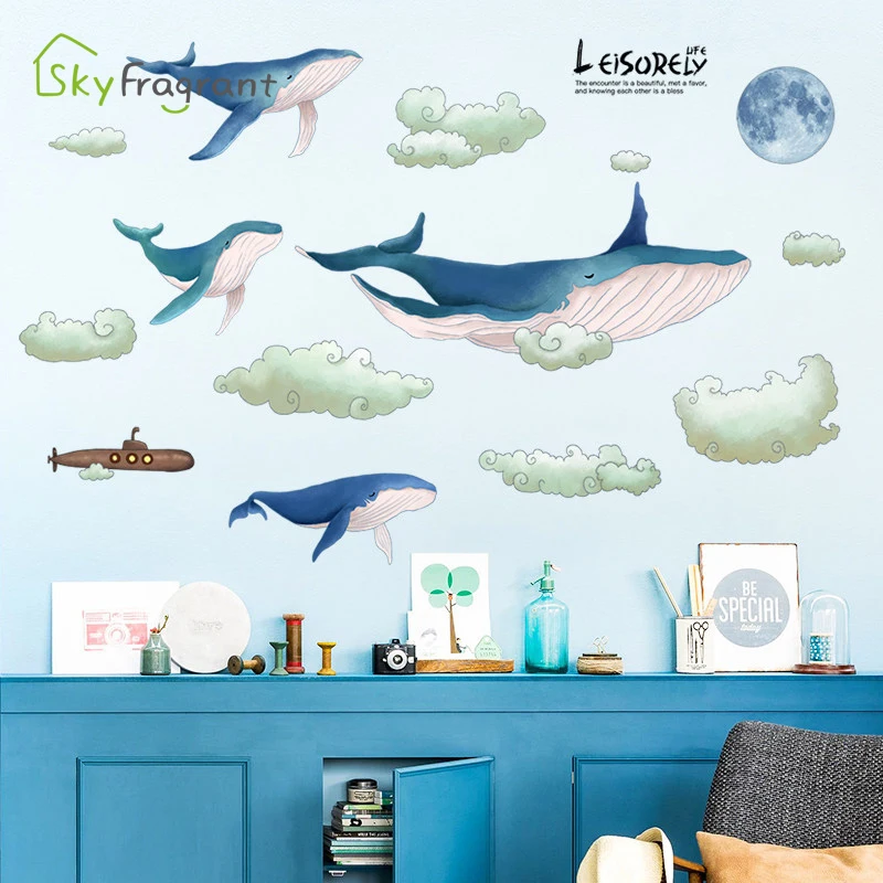 Nordic ручная роспись КИТ стены стикеры самоклеящиеся наклейки гостиная фон