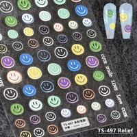 high quality 5d ultra thin adhesive many kinds smiley nail art stickers spring and summer cute smile manicure decal decoration