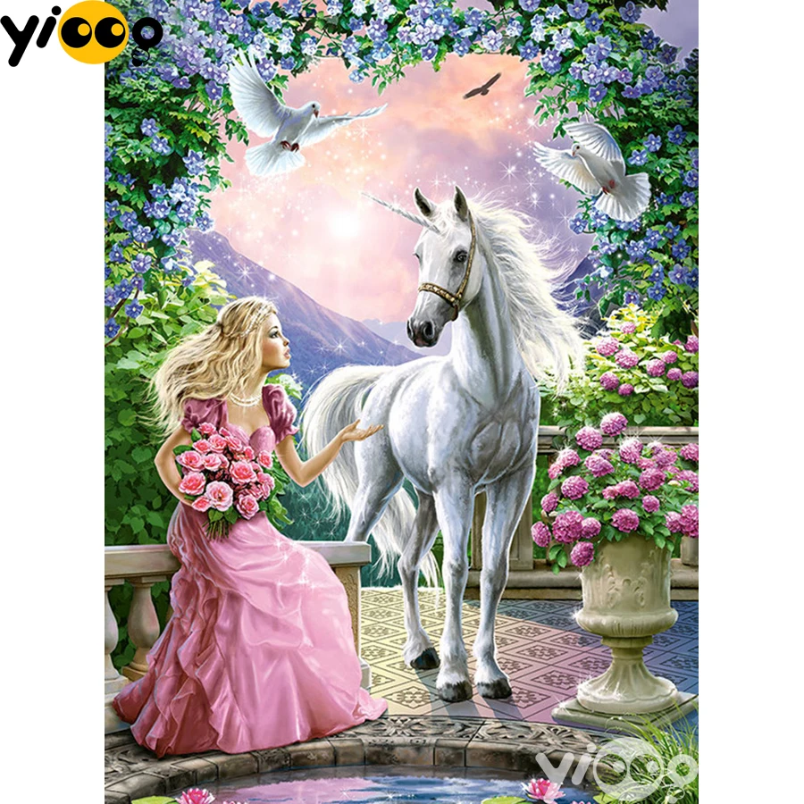 

Full Square/Round Diamond Embroidery Princess and horse 5D Diamond Painting Rhinestone Mosaic Home Decor Gift AX2970