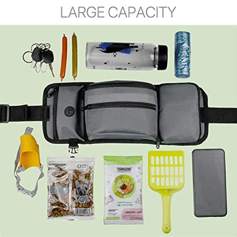 

MLGB Dog Treat Pouch Bag with Water Bottle Holder Puppy Dog Training Snack Bag Built-in Poop Bag Dispenser Zipper Pocket