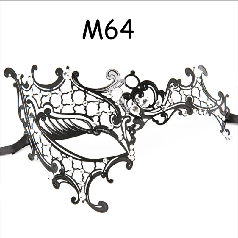 M64 BLACK Различных форм и цветов винтажная металлическая лазерная резка Phantom маска на Хэллоуин Венеция карнавал маскарад для мужчин - Цвет: M64 BLACK