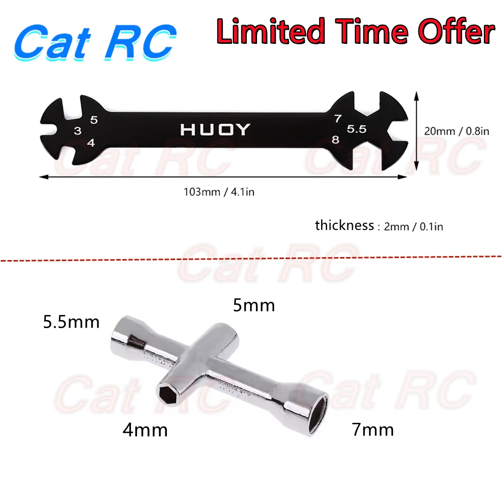 Enlarge RC Car Tool Nut Screw Wrench Cross Wrench Hex Socket Repair Tool for HSP Traxxas Trx4 Tamiya HPI Kyosho D90 Axial SCX10 Arrma