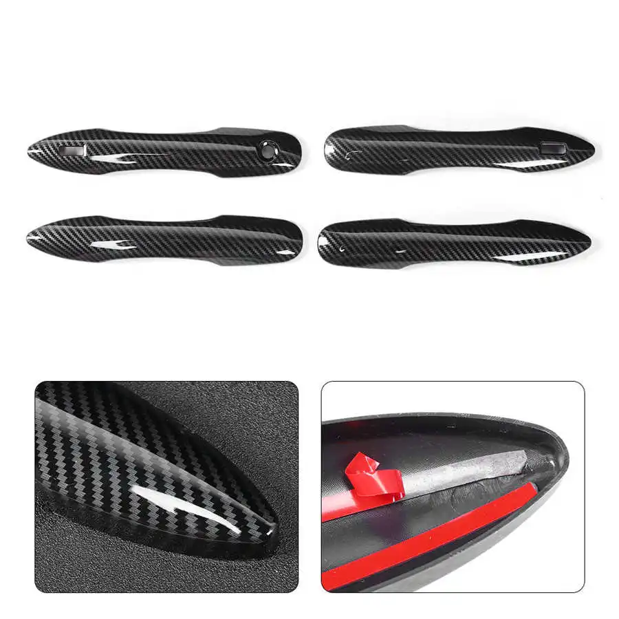 4 шт. автомобильная внешняя дверная ручка накладки покрытие из углеродного