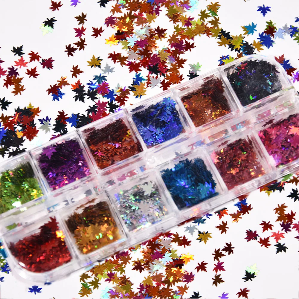 12 Grids/Box Mixed Color Laser Nail Glitter Sequins DIY Paillett Art Decorations Plastic Multi-Shape Irregular Flakes KR#36 | Красота и