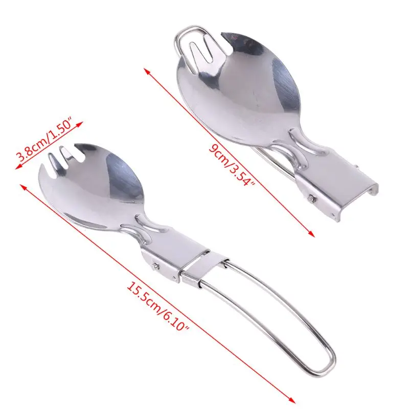 

Foldable Spork Fork Spoon Stainless Steel Hiking Camping Cook Picnic Traveller