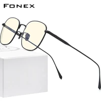 fonex pure titanium anti blue light blocking glasses women 2020 new vintage round anti blue rays computer eyeglasses men ab8560