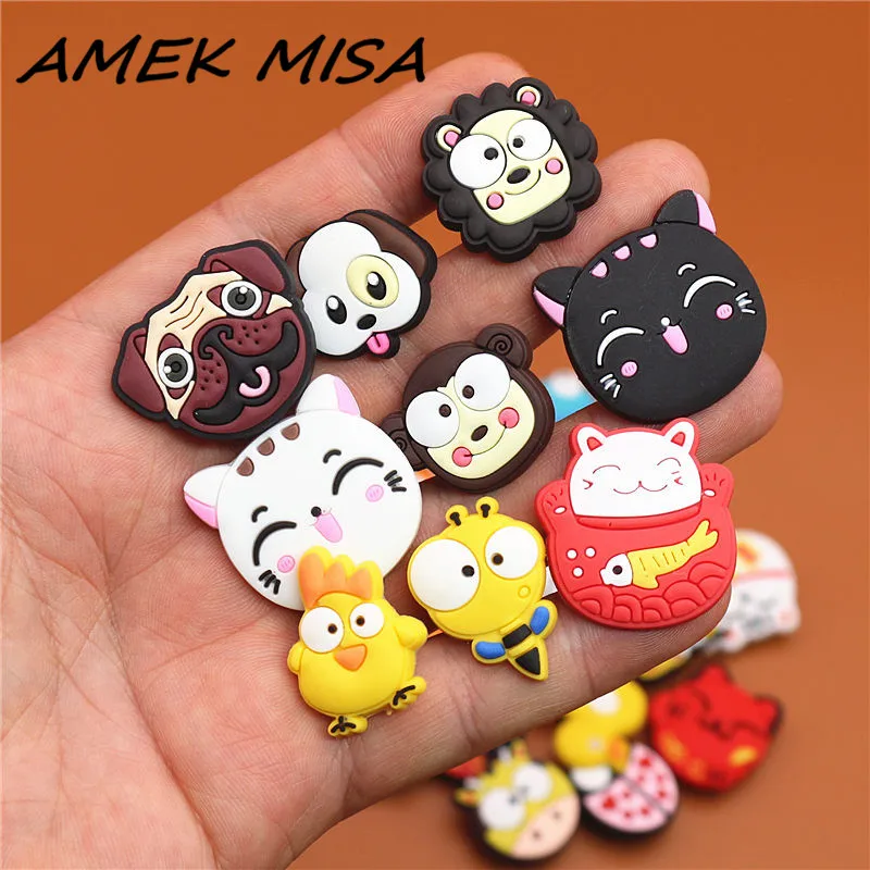 Один продажа 1 шт. Животные ПВХ подвески для обуви аксессуары пряжки милый мопс