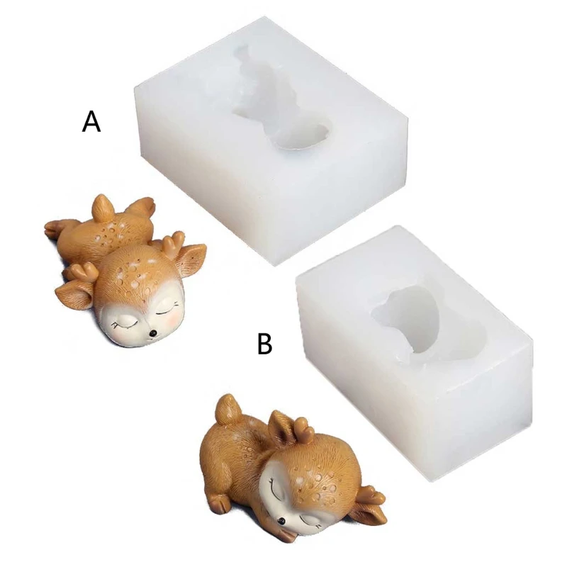 

DIY 3D Deer Silicone Mold Cartoon Elk Mold for Candle Fondant Chocolate Wax Crayon Soap Epoxy Resin CastIng Craft Tools