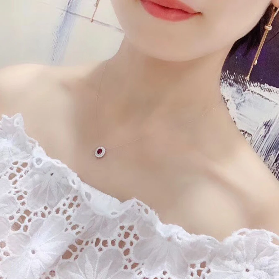 Ожерелье женское из белого золота 0 3 пробы с натуральным Рубином 166ct 18 карат |