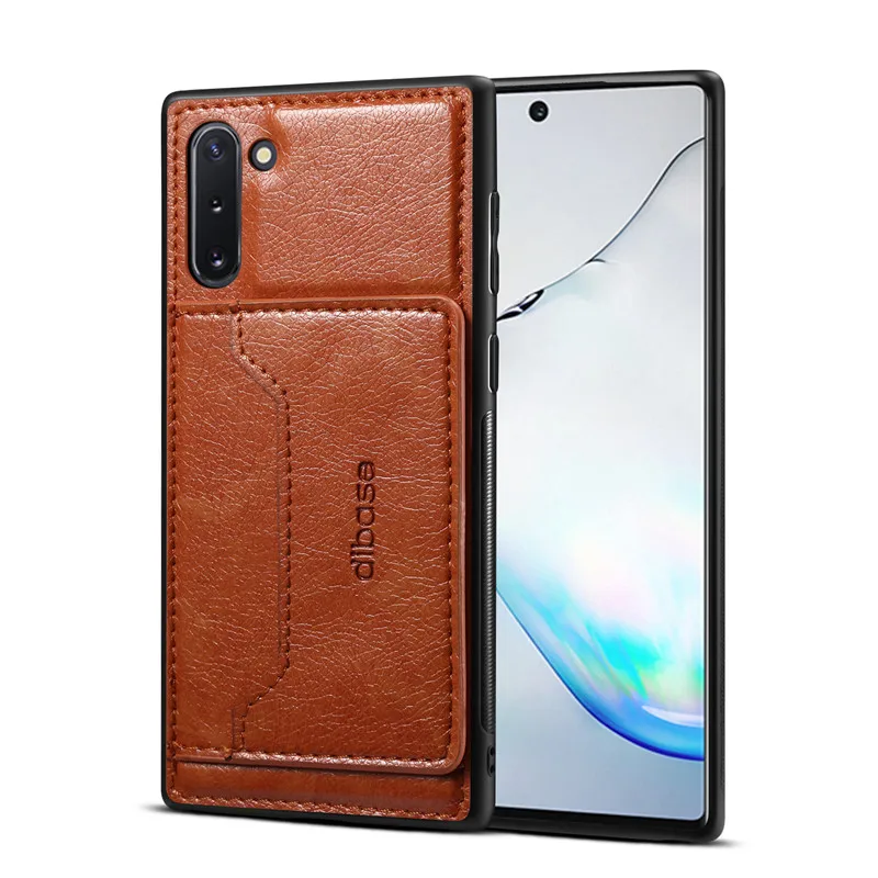 Коричневый Для samsung Note 10 чехол Lether держатель для карт Стенд Автомобильный Магнитный чехол для телефона для samsung Galaxy Note 10 plus чехол Note10+ pro Чехол - Цвет: Коричневый