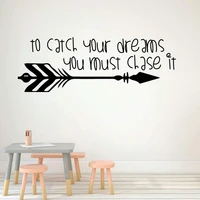 children room decor wall decals quotes to catch your dreams arrow wall sticker vinyl teen room decoration for nursery deocr x068