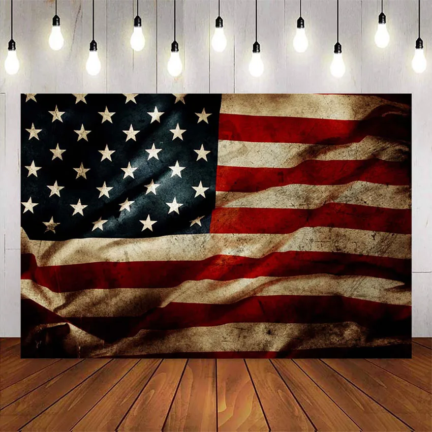 Американский фон с флагами День Независимости для фотостудии Четвертое июля Photo