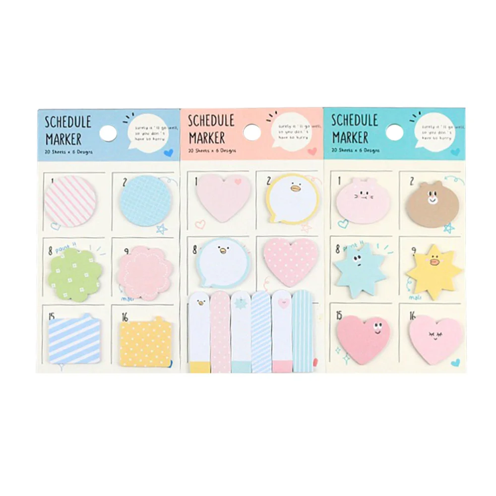 

3pcs Schedule Marker Memo Pads Marker of Page Message Sticker School Office Supply Stationery (Random Pattern)