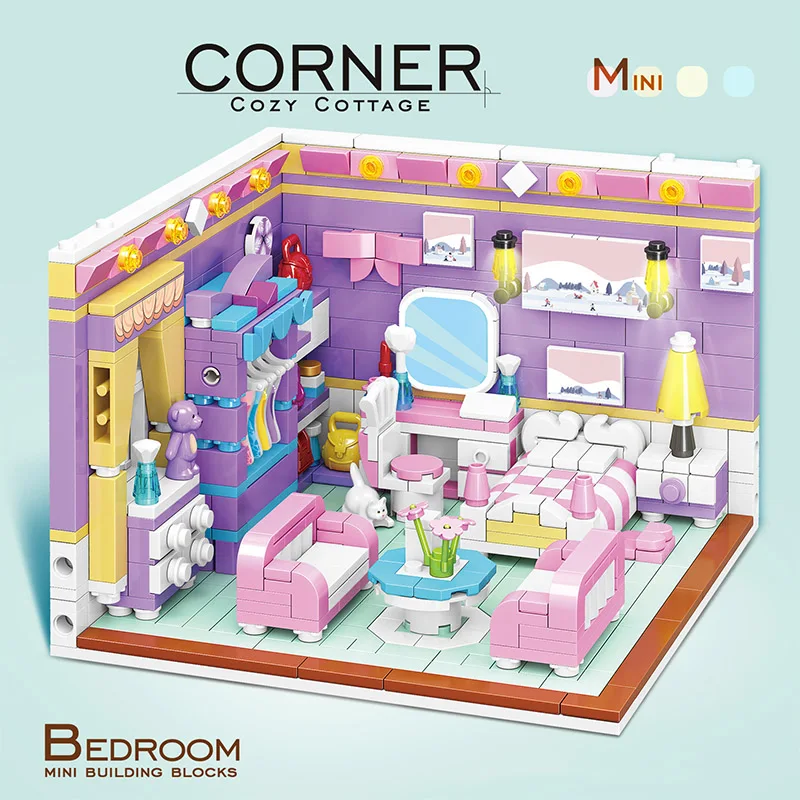 Креативная серия кухонный уголок уютная модель коттеджа строительные блоки