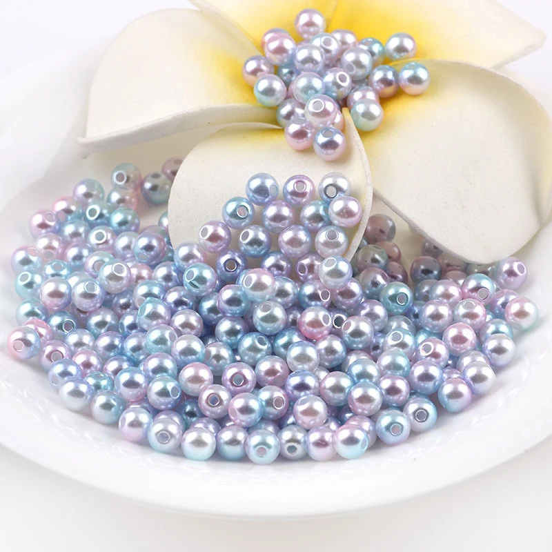 

4/6/8/10/12mm Round Imitation Rainbow Color Plastic ABS Pearl beads For Resin Mold Filling Bracelet Jewelry Making Accessories