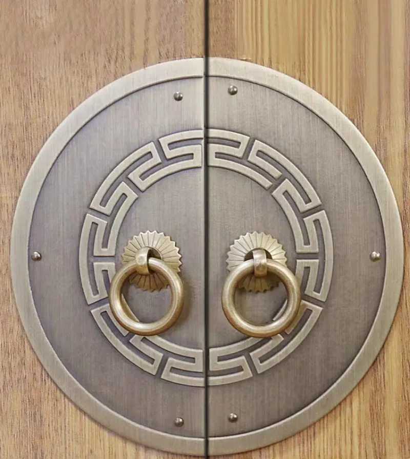 14CM Copper Round Ring Pendant Cabinet Door Pulls Antique Chinese Kitchen Dresser Bookcase Handle And Pulls Bronze Retro