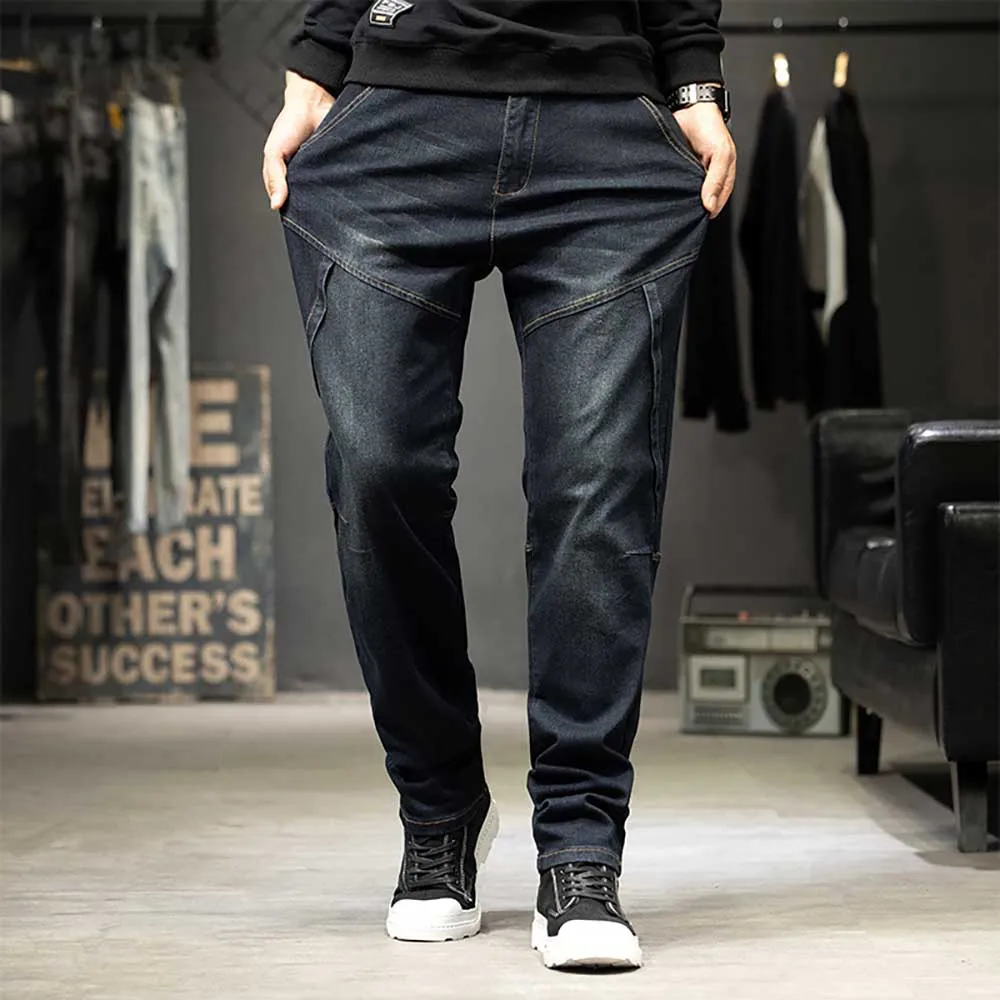 Fashion Cargo Jeans Men Denim Pants Loose Baggy Straight Trousers Streetwear Hiphip Harem Jeans Plus Size 40 44 Men Clothing