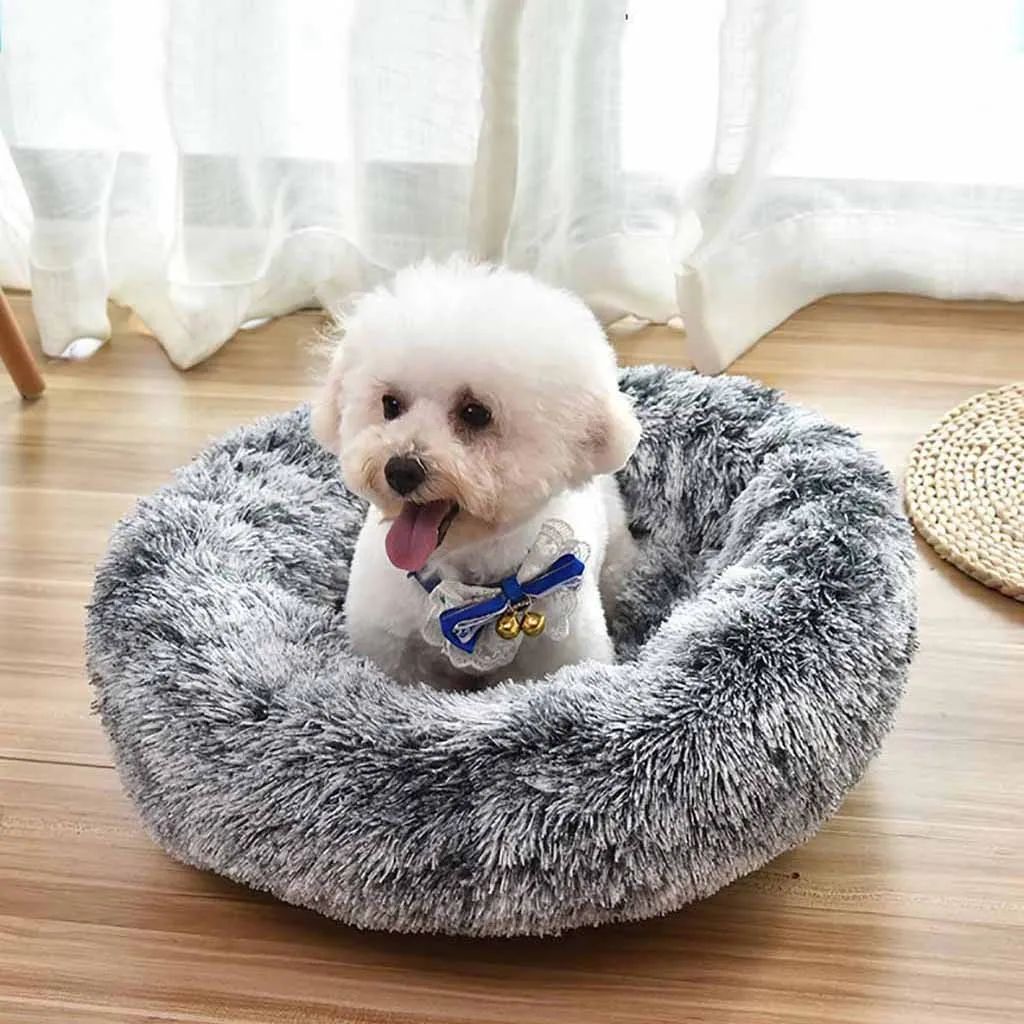 Круглый зимний теплый спальный мешок для домашних животных кошек собак кровать