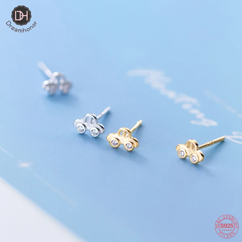 

Dreamhonor 925 Sterling Silver Rhinestone Car Earrings For Women Girl Fashion Korea Silver Valentine's Day Gift Jewelry SMT553