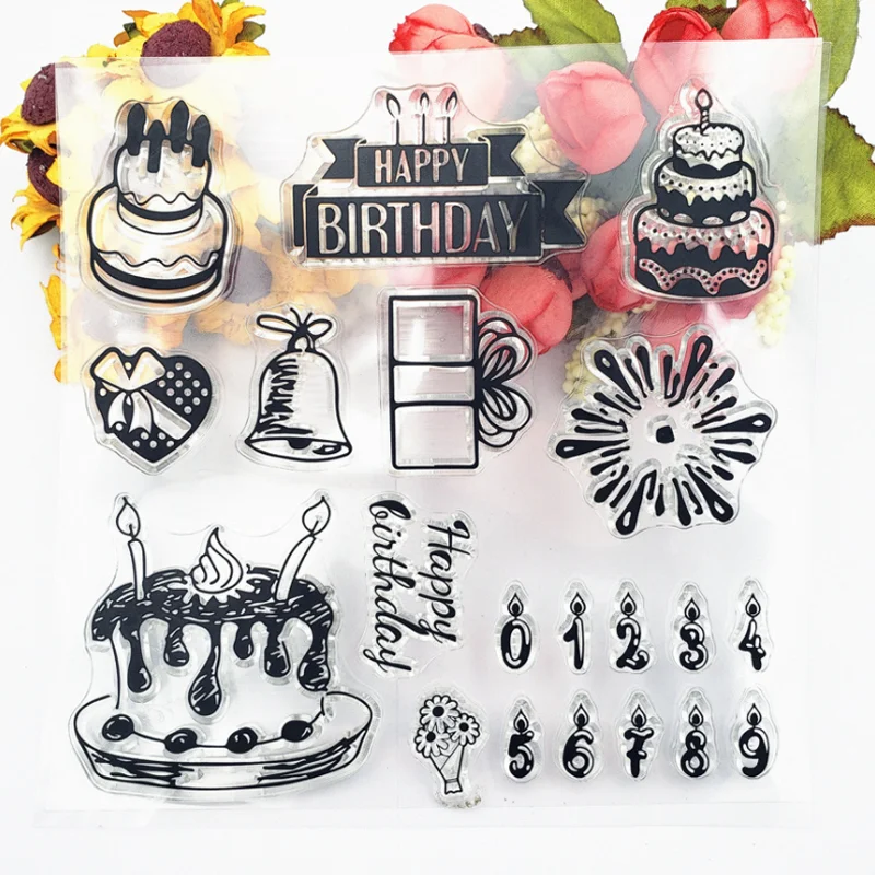 

Birthday Cake Numbers Transparent Clear Silicone Stamp Seal DIY Scrapbooking Photo Album Decor Rubber Stamp Painting Template