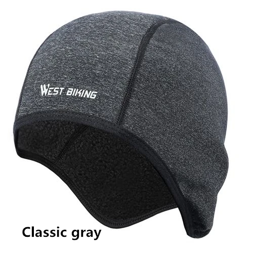 Classic gray WEST BIKING зимняя велосипедная Кепка, ветрозащитная Теплая Флисовая шапка для бега, катания на лыжах, мотоцикла, головной убор, бандана, велосипедная теплая Кепка s - Цвет: Classic gray