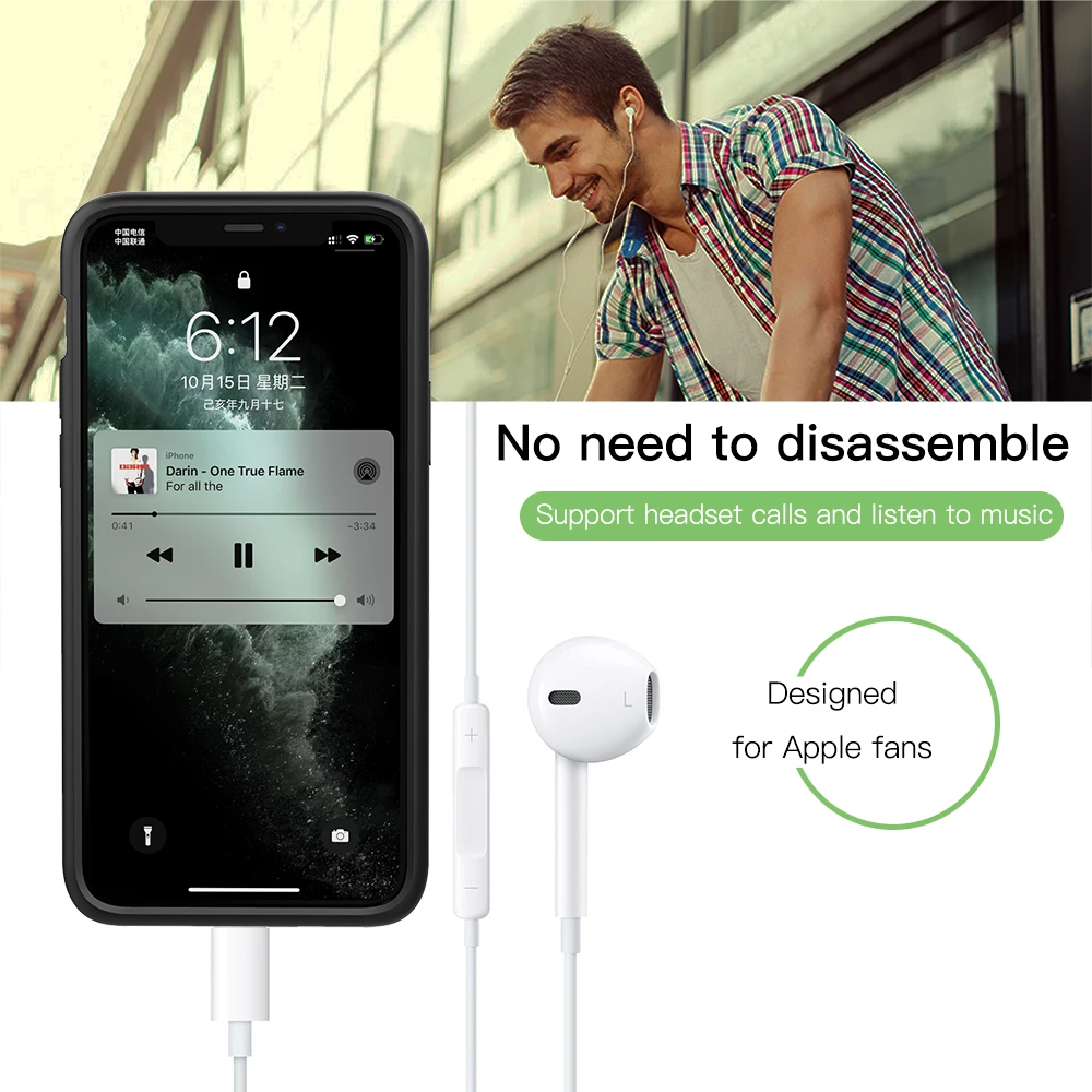 Фото Чехол-батарея KEYSION для iPhone 11 Pro Max Music/Sync Smart Power Bank зарядное устройство X Xs XR Чехол-батарея KEYSION для iPhone 11 Pro Max Music/Sync Smart Power Bank зарядное устройство X Xs XR