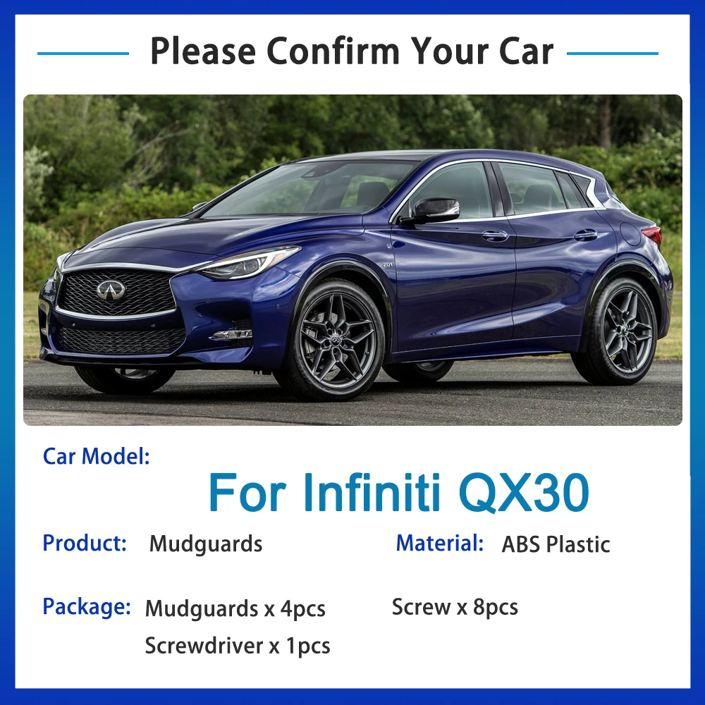 Для Infiniti QX30 2017-2019 автомобиля брызговик 4x крыло брызговиков Средства для укладки