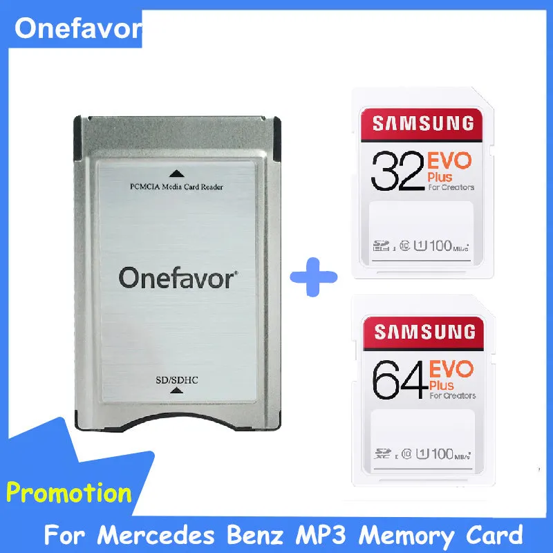 Samsung Pro 32GB 64GB SD SDHC Card UHS-I C10 With Onefavor SD card adapter PCMCIA card reader For Mercedes Benz MP3 Memory Card