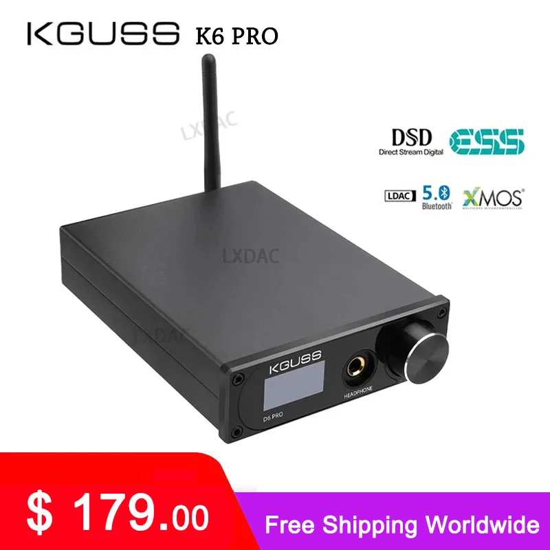 

KGUSS D6 Pro нанимает USB-усилитель для наушников DAC 600Ohm Amp для наушников ESS9038K2M Bluetooth 5,0 LDAC XMOS DSD512 для аудиофилов