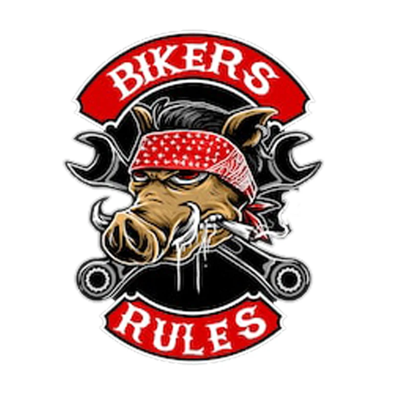 

Personality Decals Bikers Rules Wild Boar Knight Rider Modeling Cars Sticker PVC Auto Motorcycle Creativity Decal Stickers Decor
