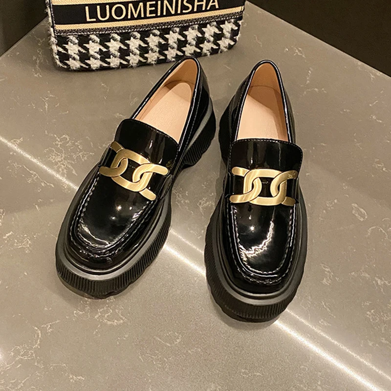 

Туфли женские на платформе, модные лоферы, дизайнерские кроссовки, металлическая подошва, туфли-лодочки для вечеринки, черные, 2022