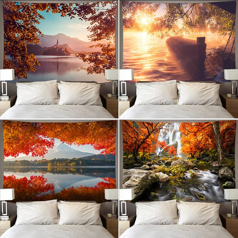 

Aggcual Autumn natural scenery tapestry wall hanging Nordic Art Wall room decoration 3d Printing 100% Polyester mural Tap948